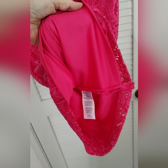 NWT Chaps by Ralph Lauren Pink  Lace, Back Zip, Cap Sleeve & Lined Sheath Dress - Picture 9 of 10